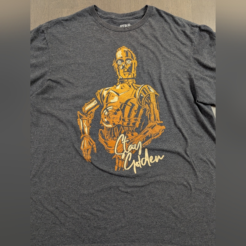 Star Wars C-3PO Graphic T-Shirt - Gray and Gold, Size Large
